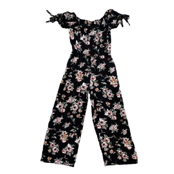 Xhilaration Off The Shoulder Ankle Boho Wide Leg Floral Pantsuit Romper Size S - Picture 3 of 14